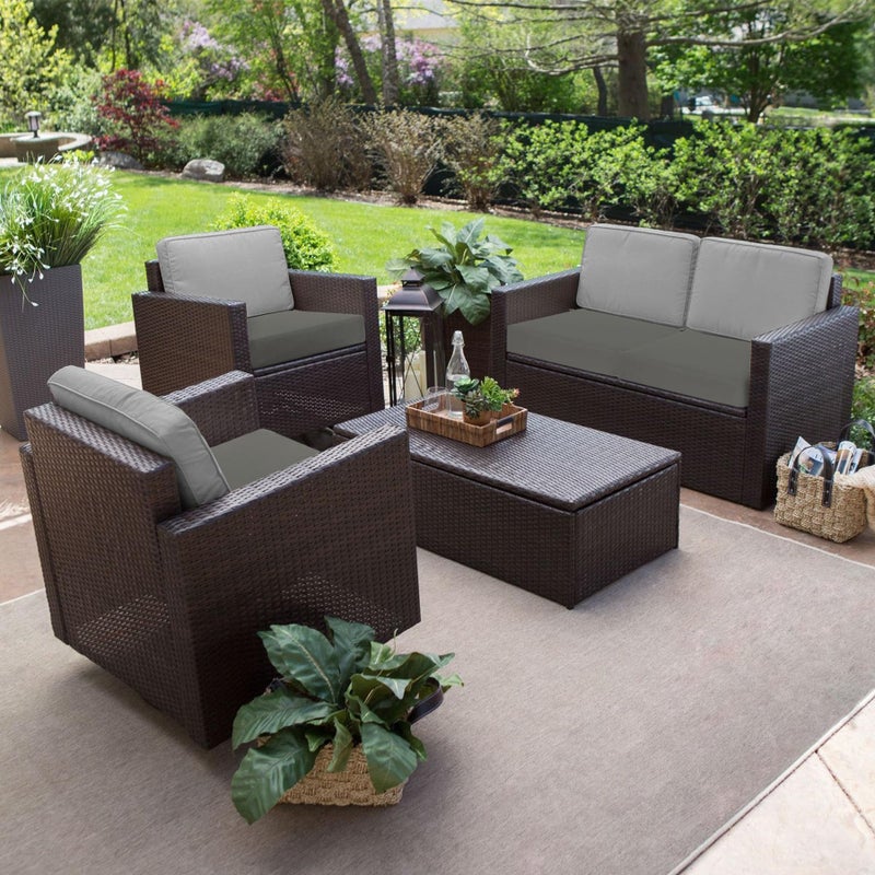 Favoyard Outdoor Chair Cushion 22 x 22 x 3 Inch Rainproof & 3-Year Fade Resistant Patio Furniture Cushions with Removable Cover and Adjustable Ties for Garden Sofa Couch Pads Set of 2, Dark Gray - Image 3